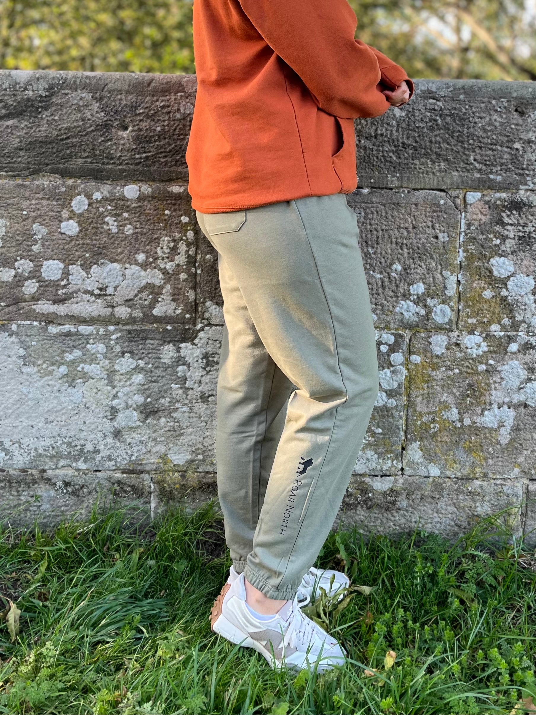Khaki unisex cuffed joggers