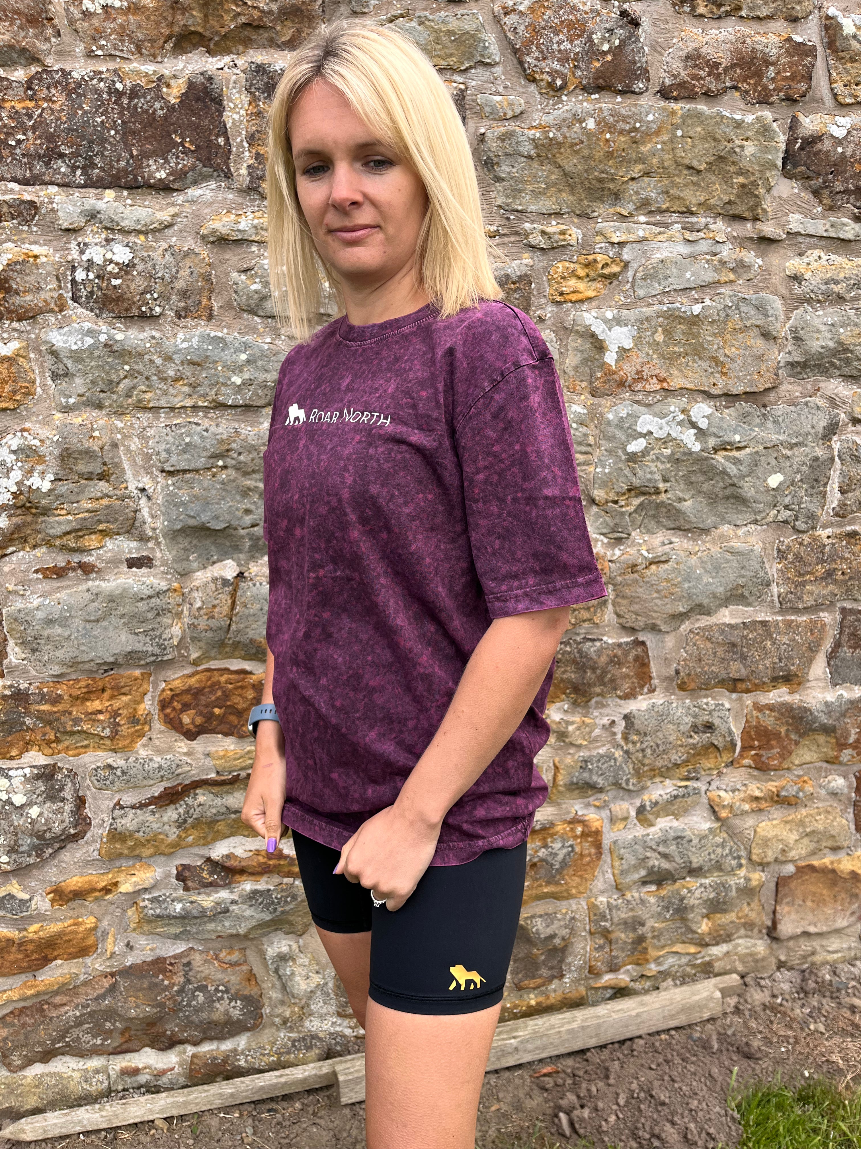 Berry/Black acid washed unisex t-shirt