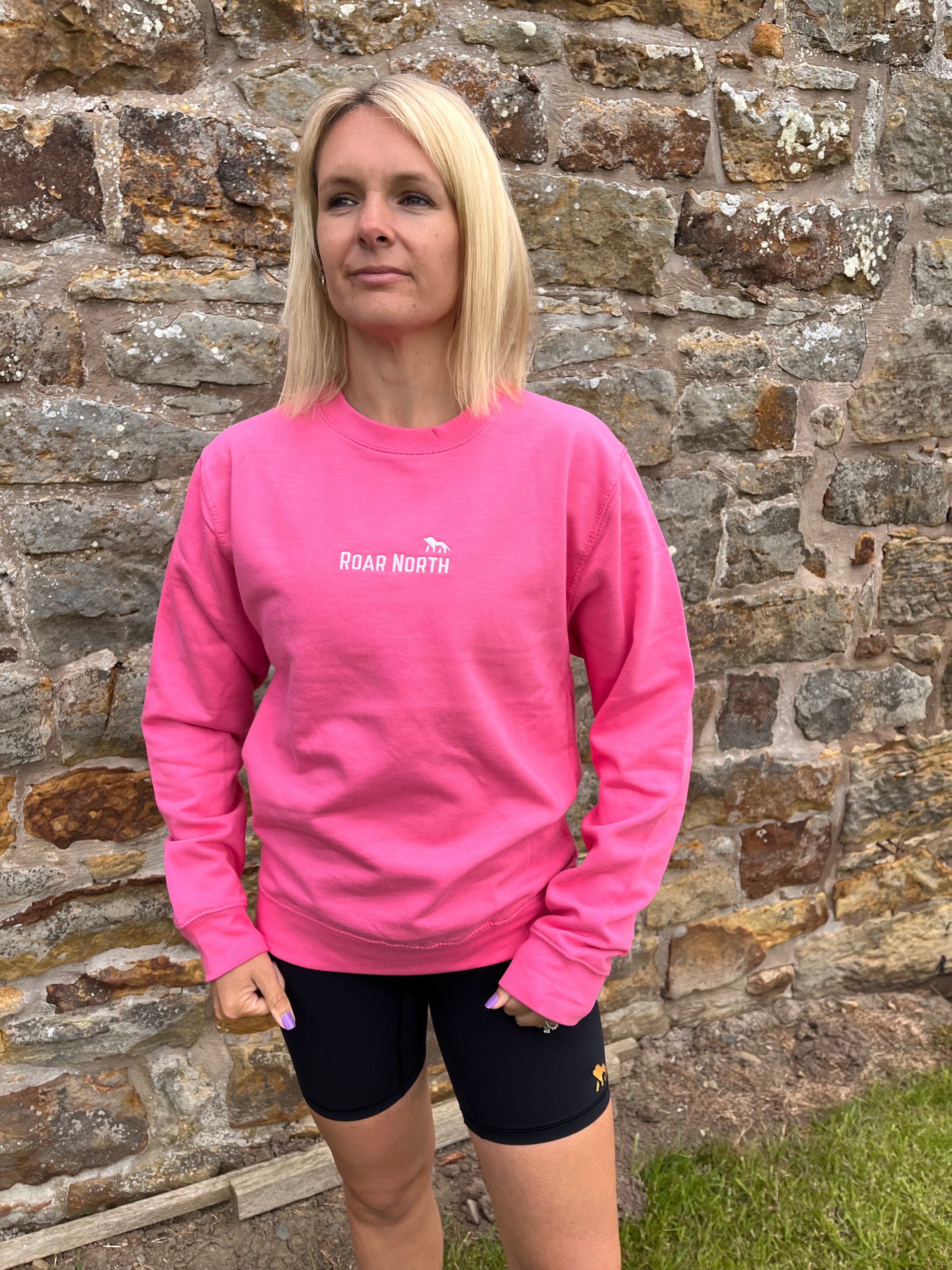 Pink unisex embroidered sweatshirt