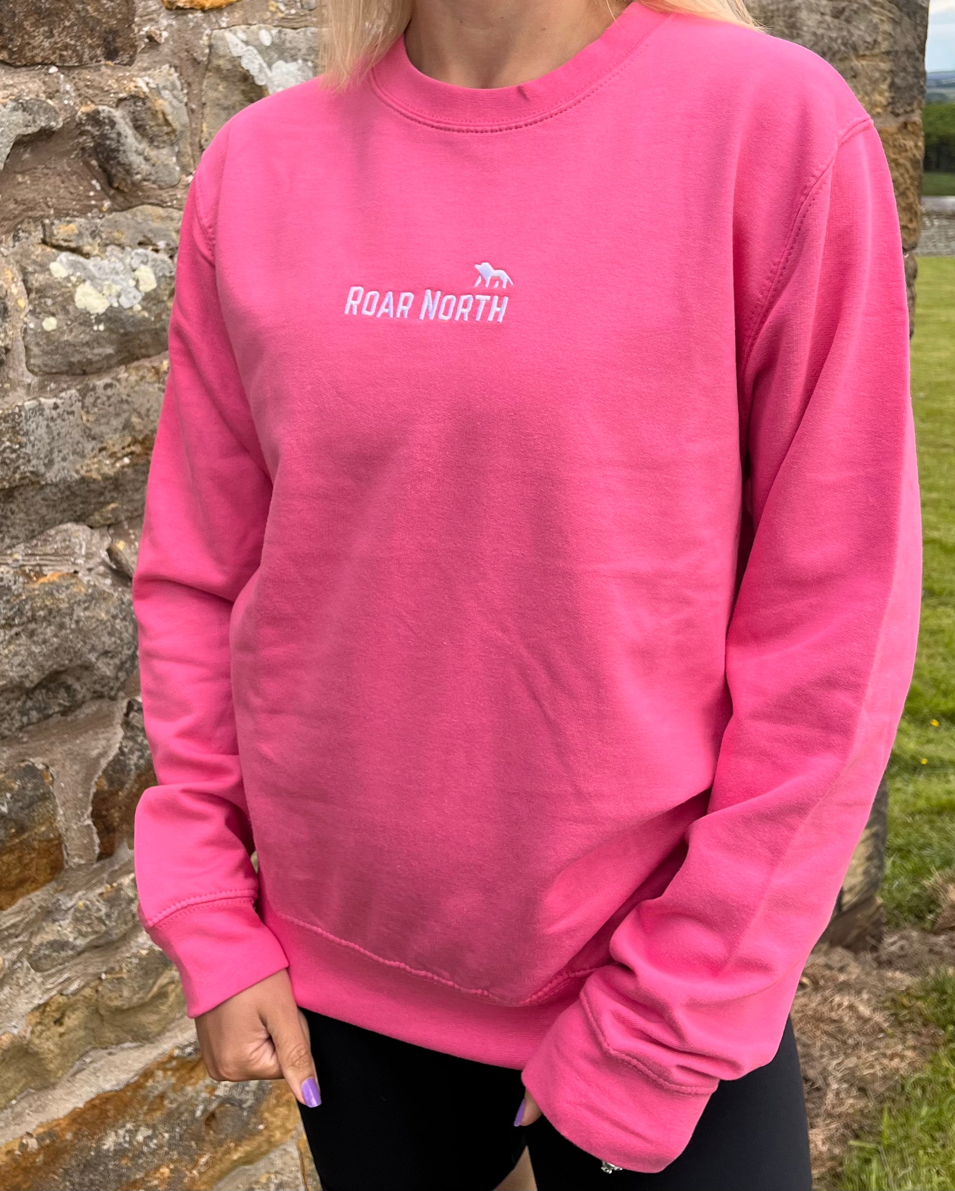 Pink unisex embroidered sweatshirt