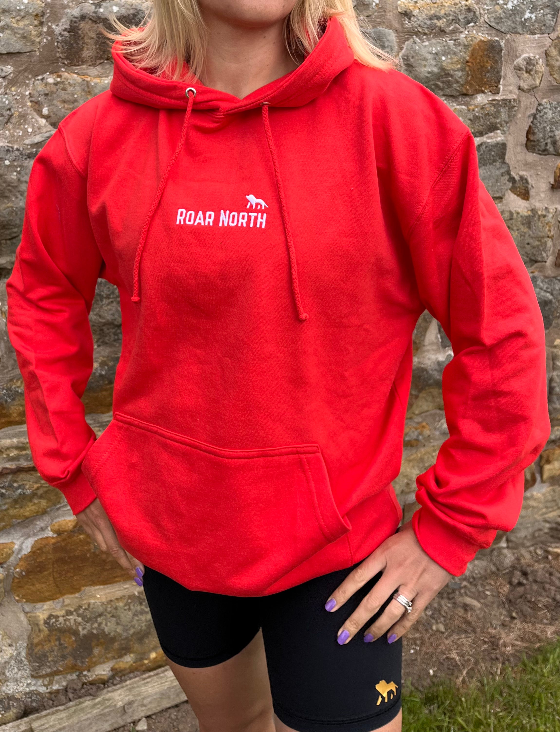 Coral unisex embroidered hoodie