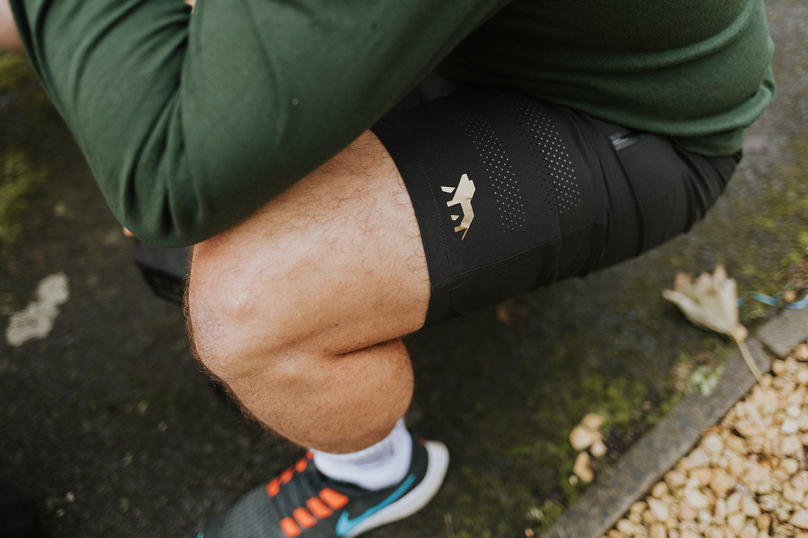 Black men’s laser cut shorts