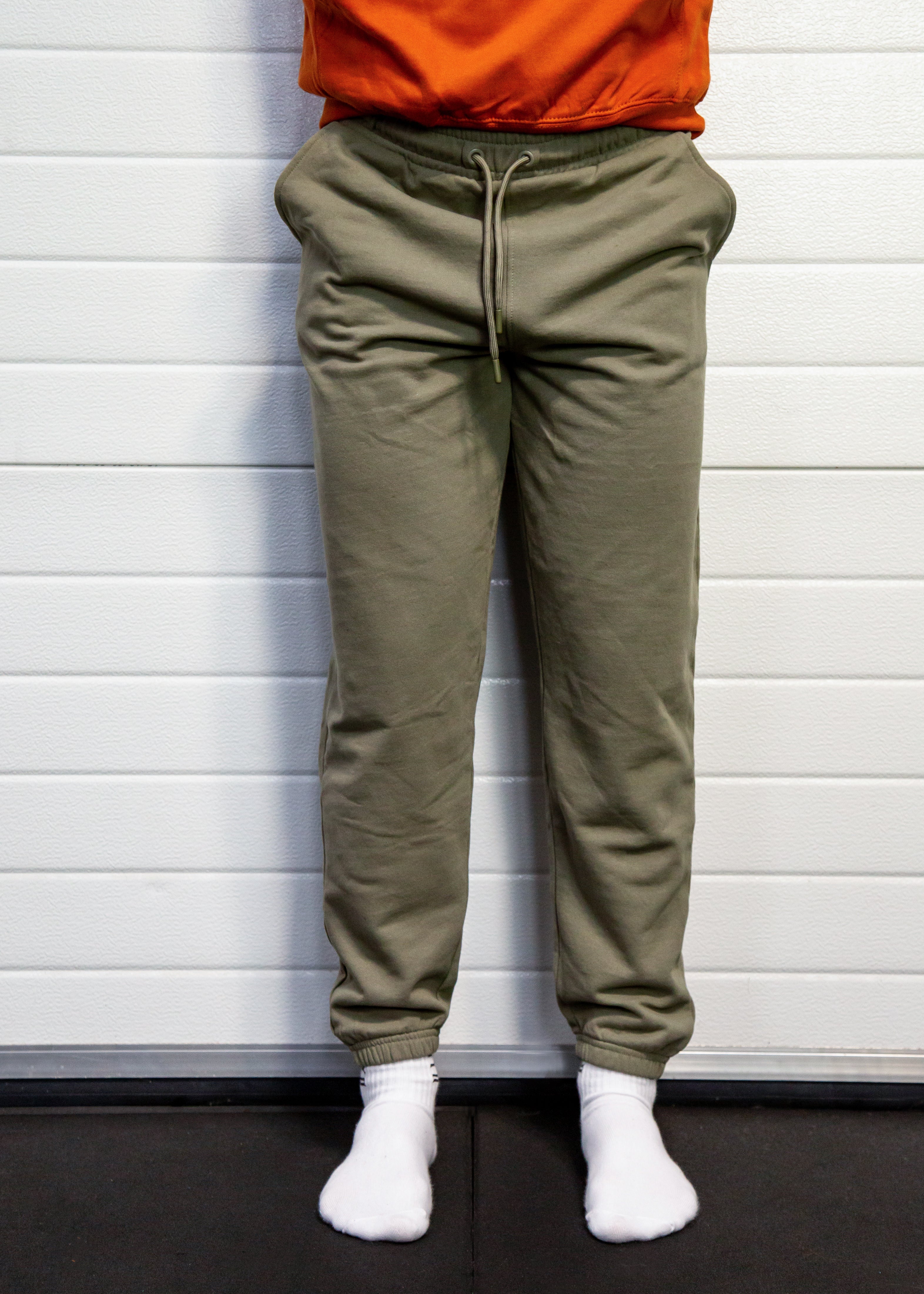 Khaki unisex cuffed joggers