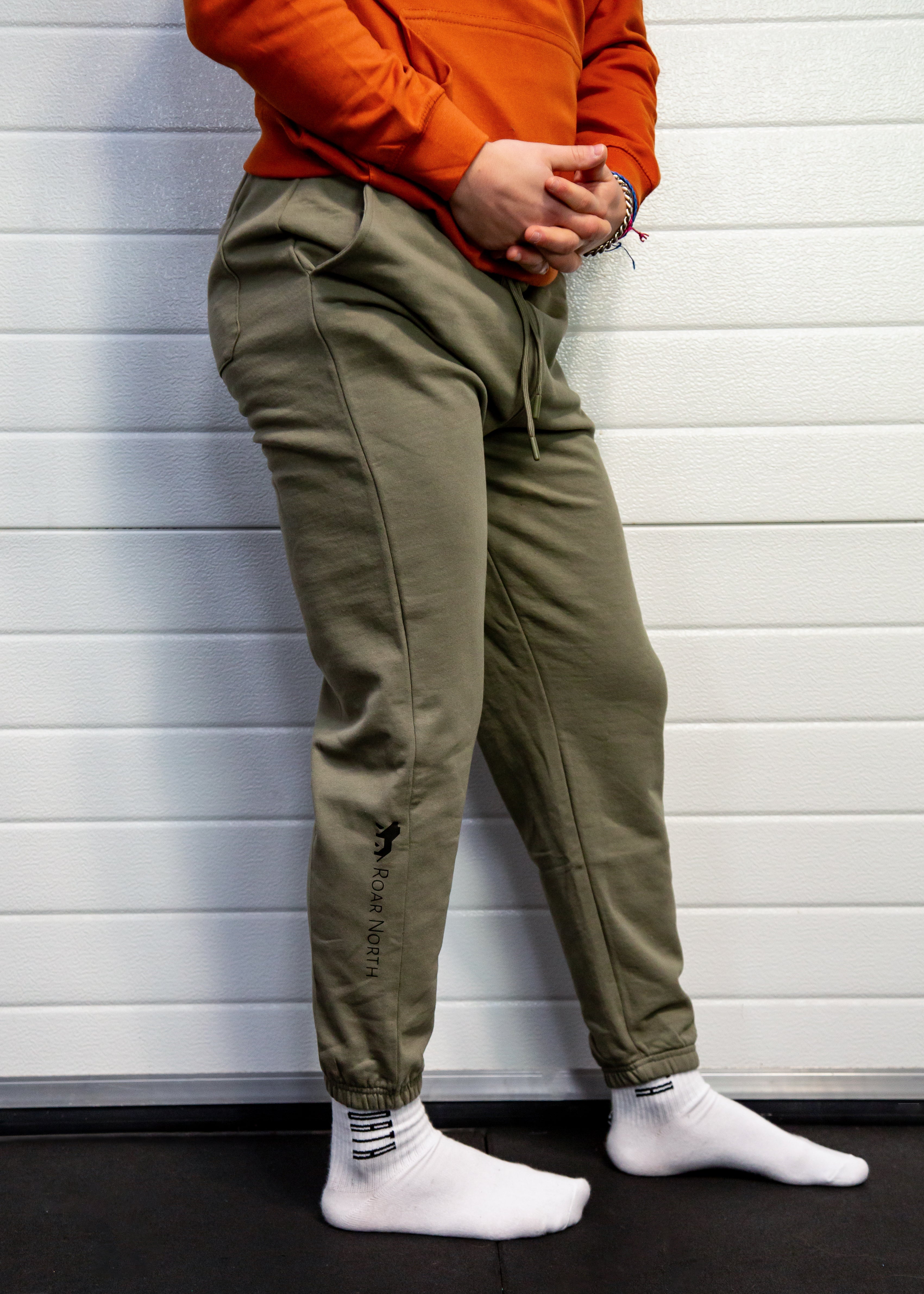 Khaki unisex cuffed joggers