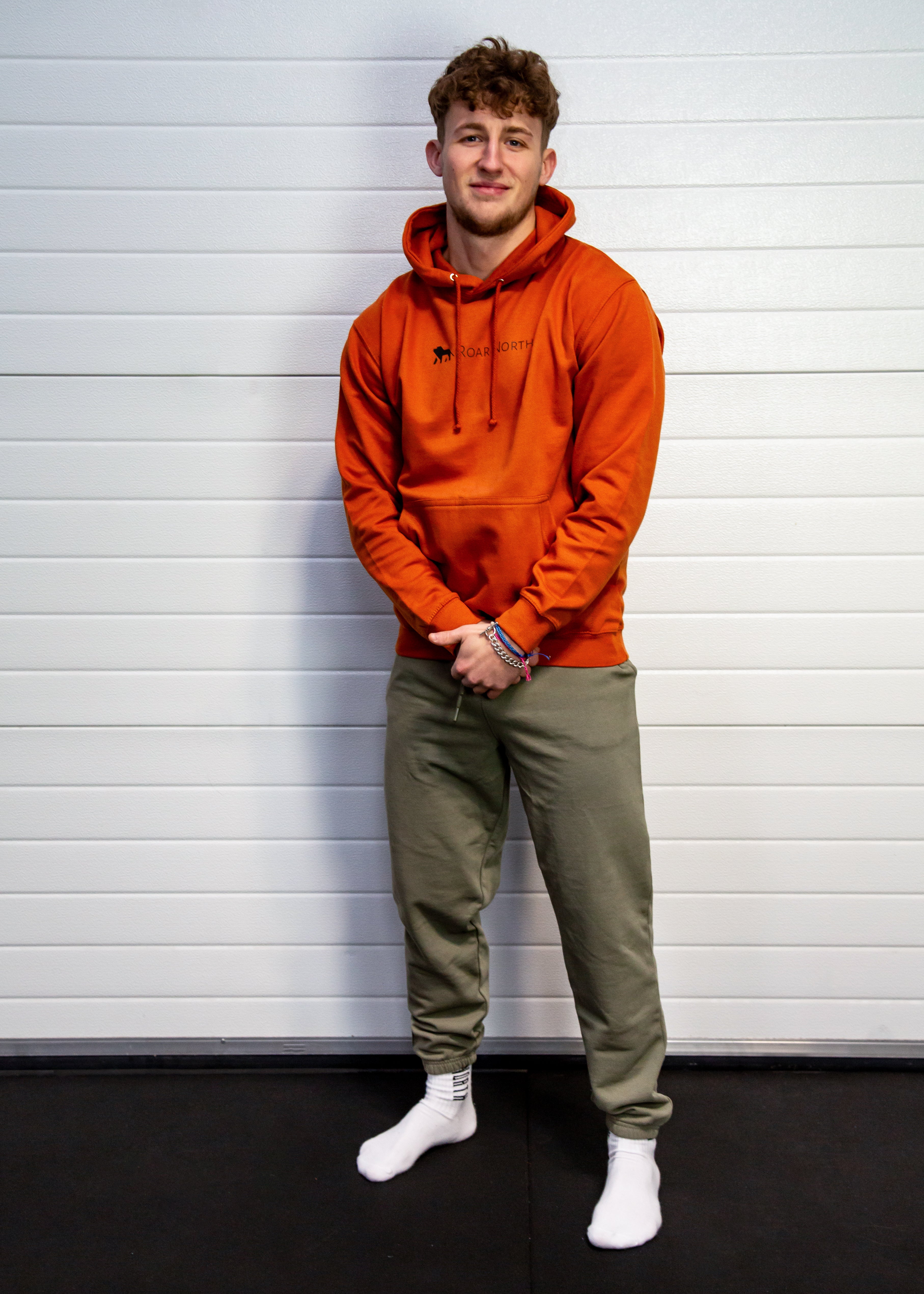 Khaki unisex cuffed joggers