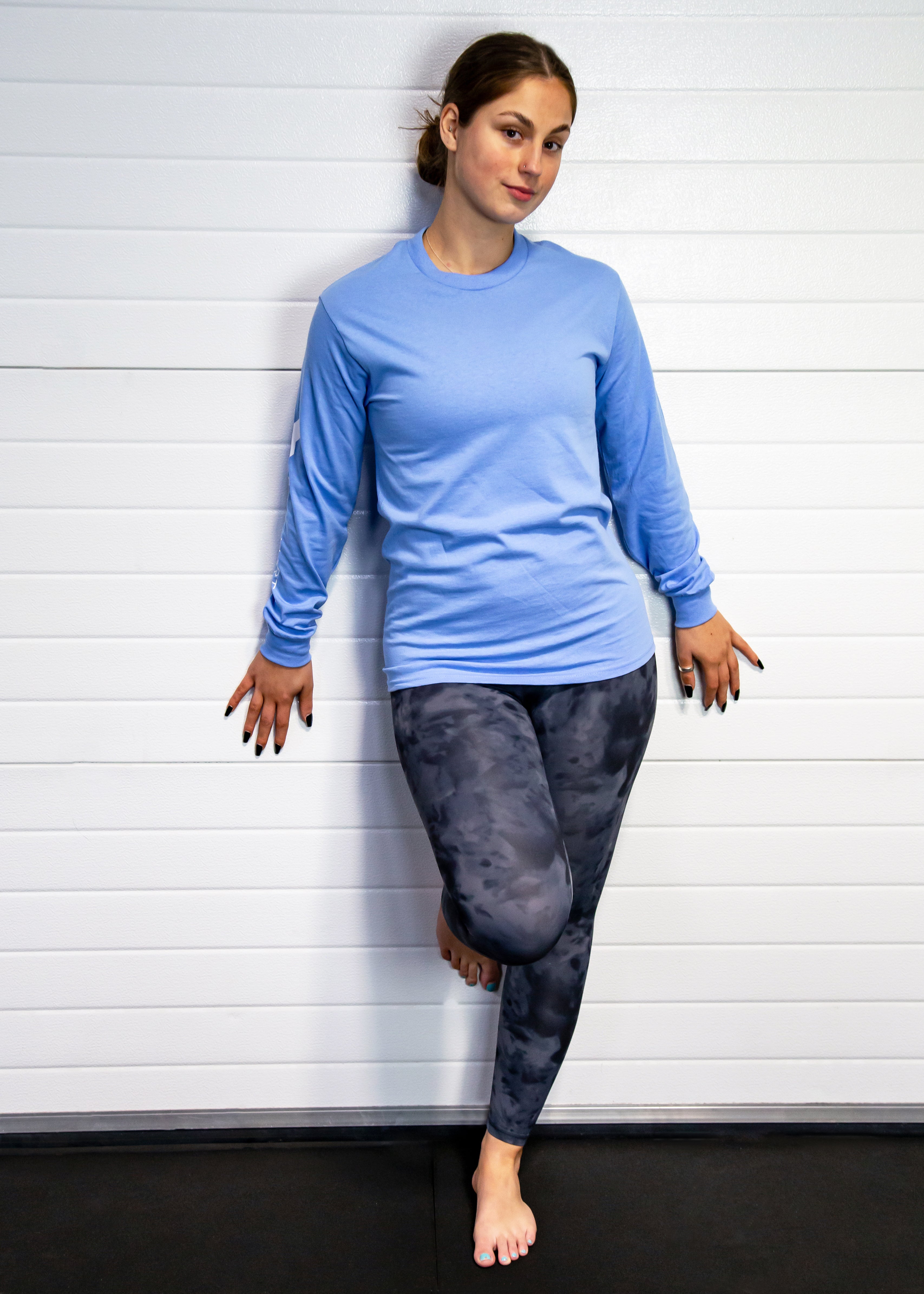 Blue unisex long sleeve heavyweight t-shirt