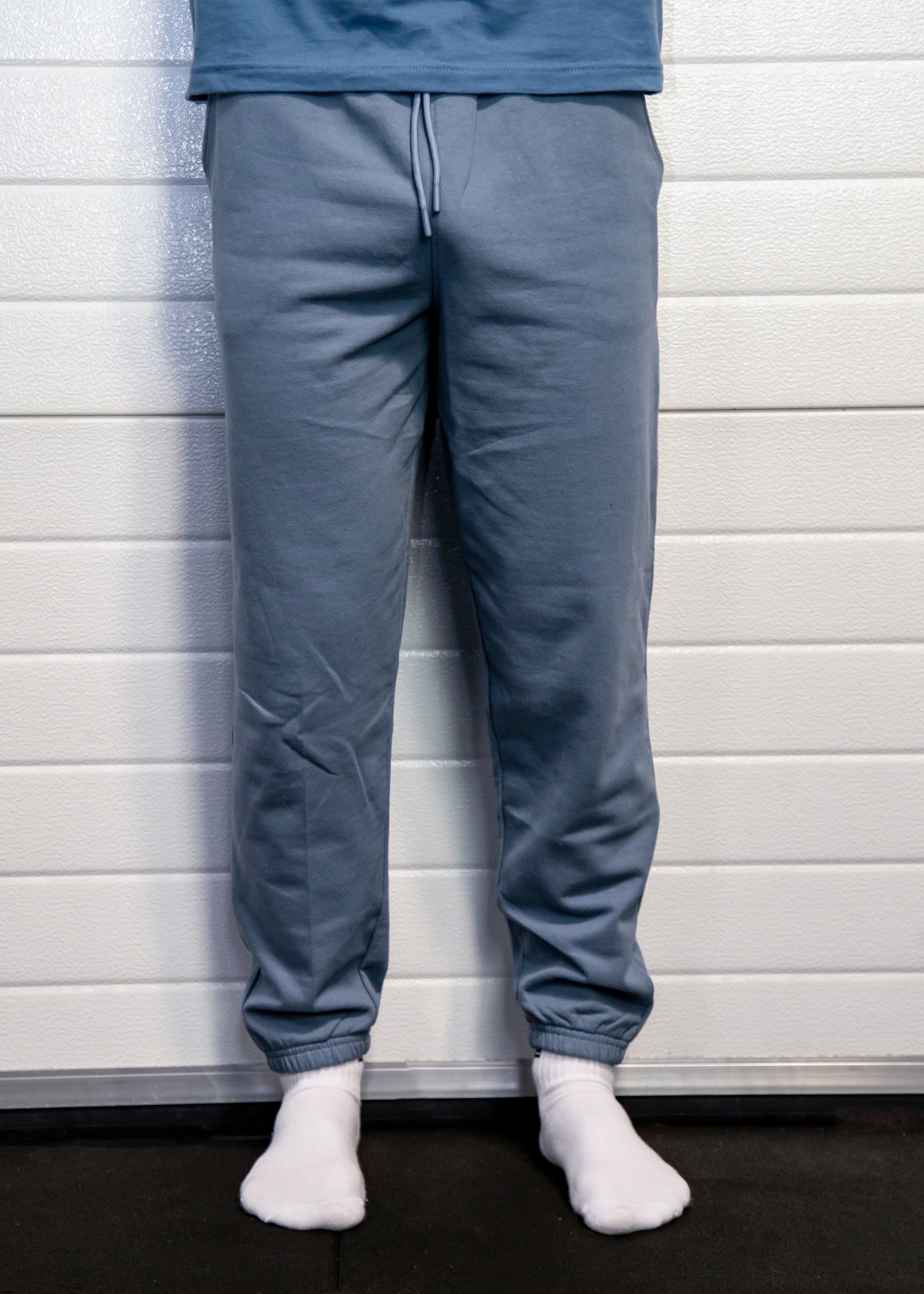 Steel blue unisex cuffed joggers