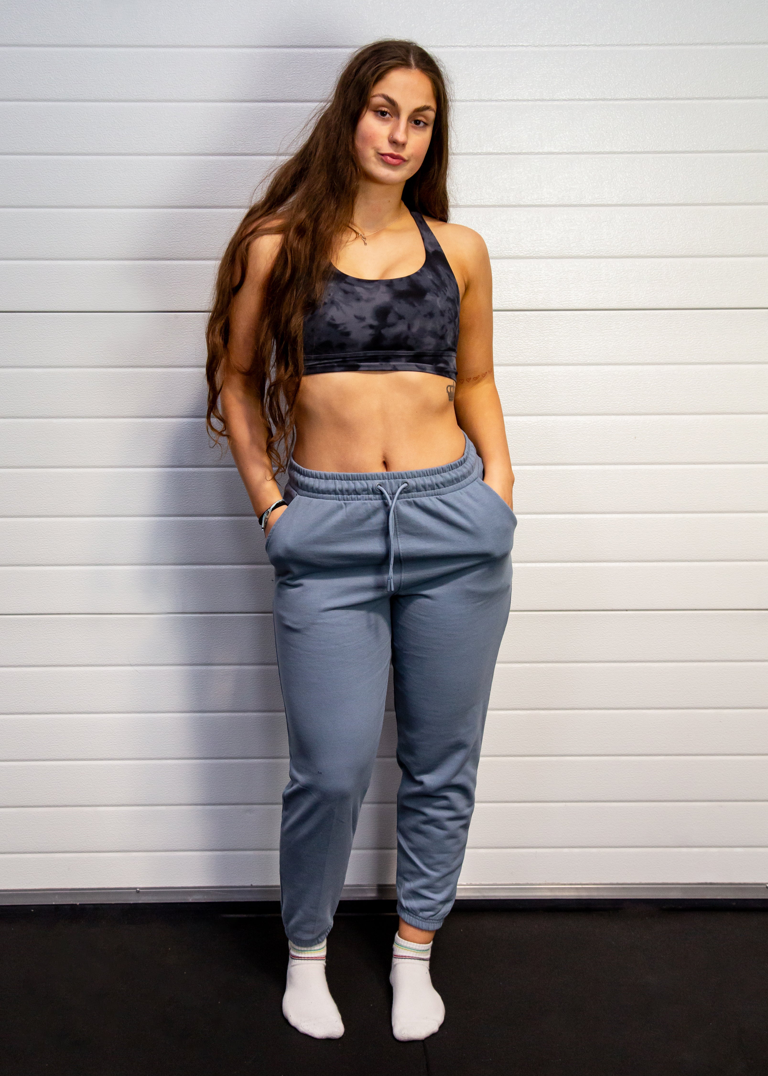 Steel blue unisex cuffed joggers