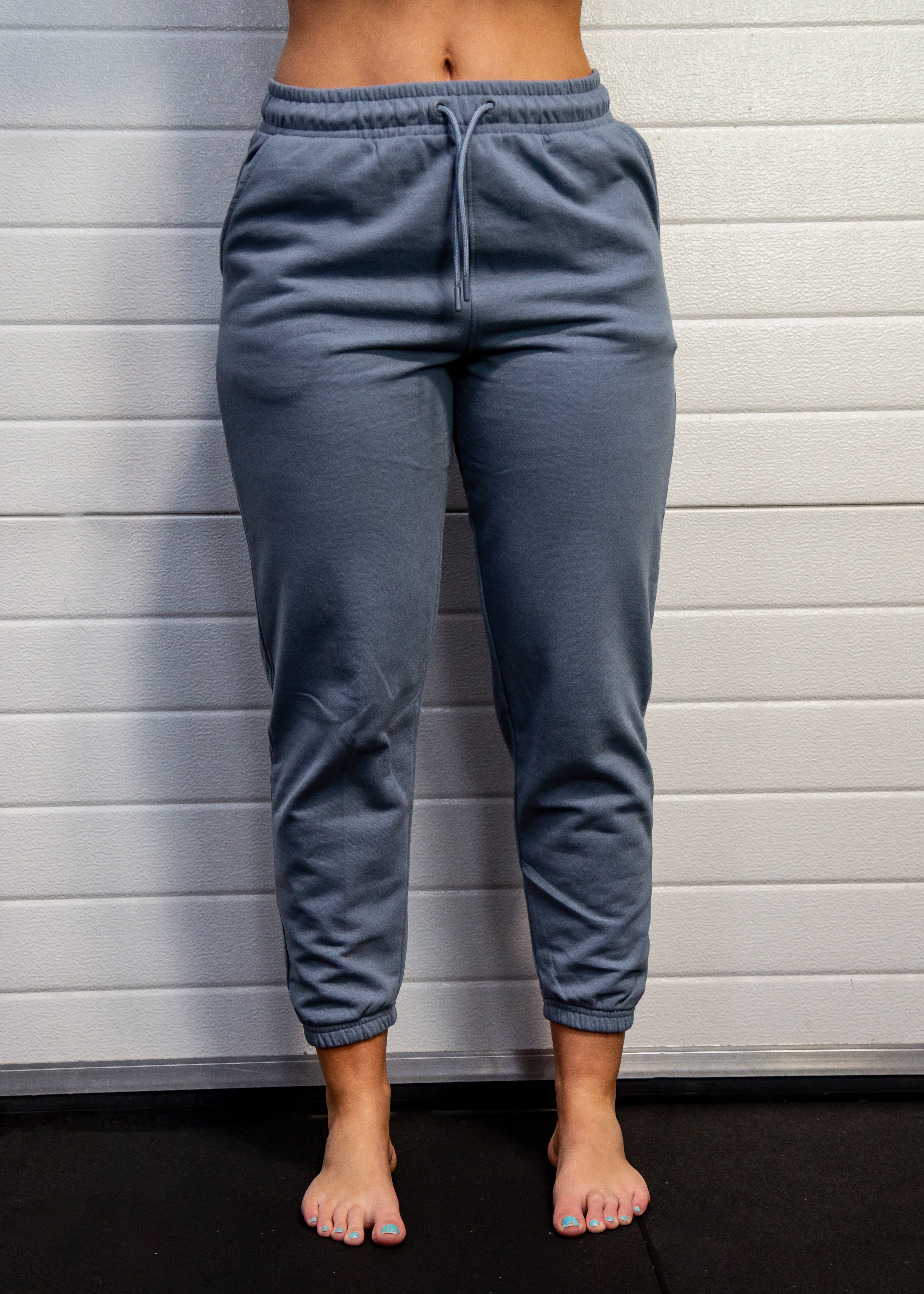 Steel blue unisex cuffed joggers