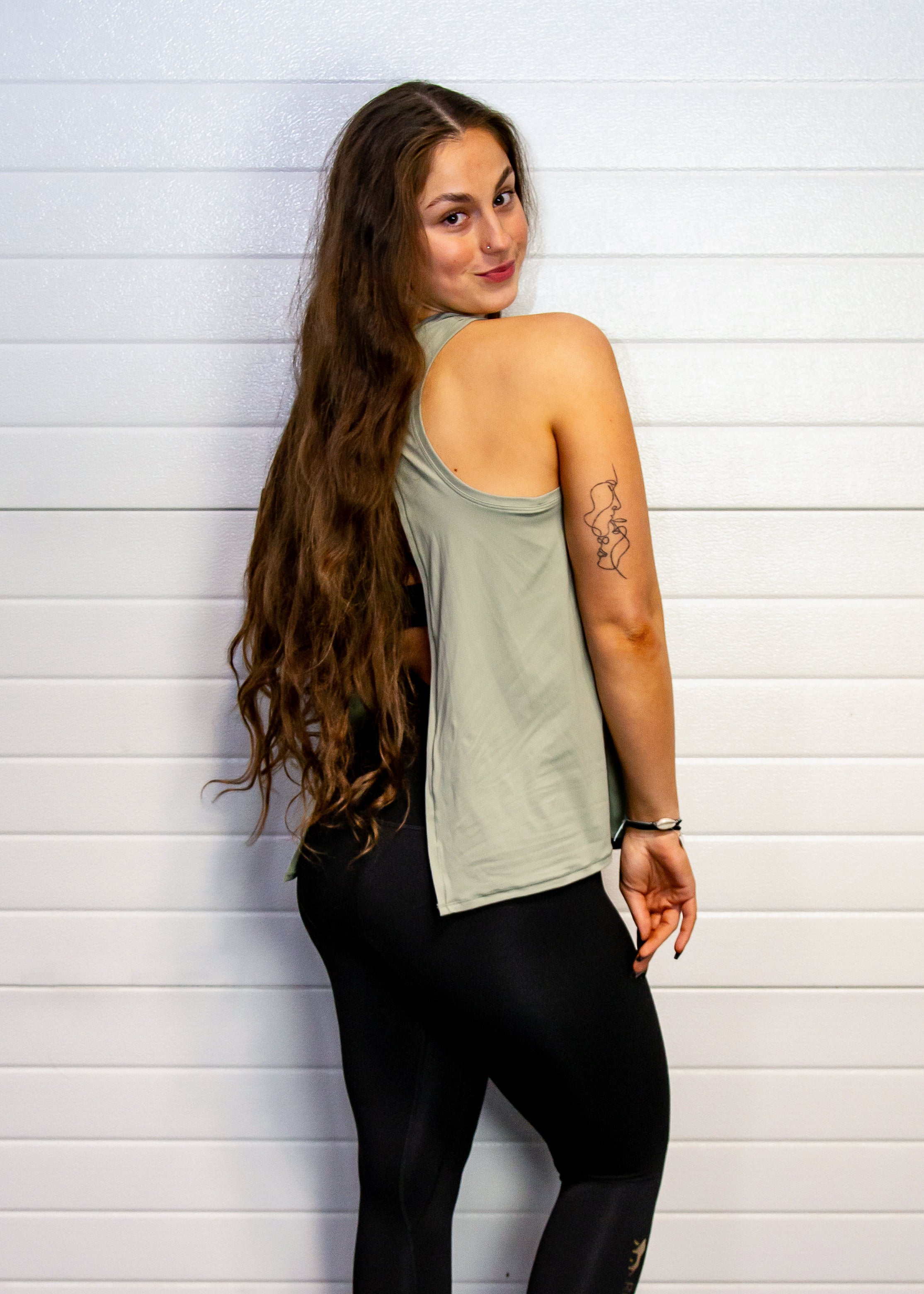 Green tie back vest