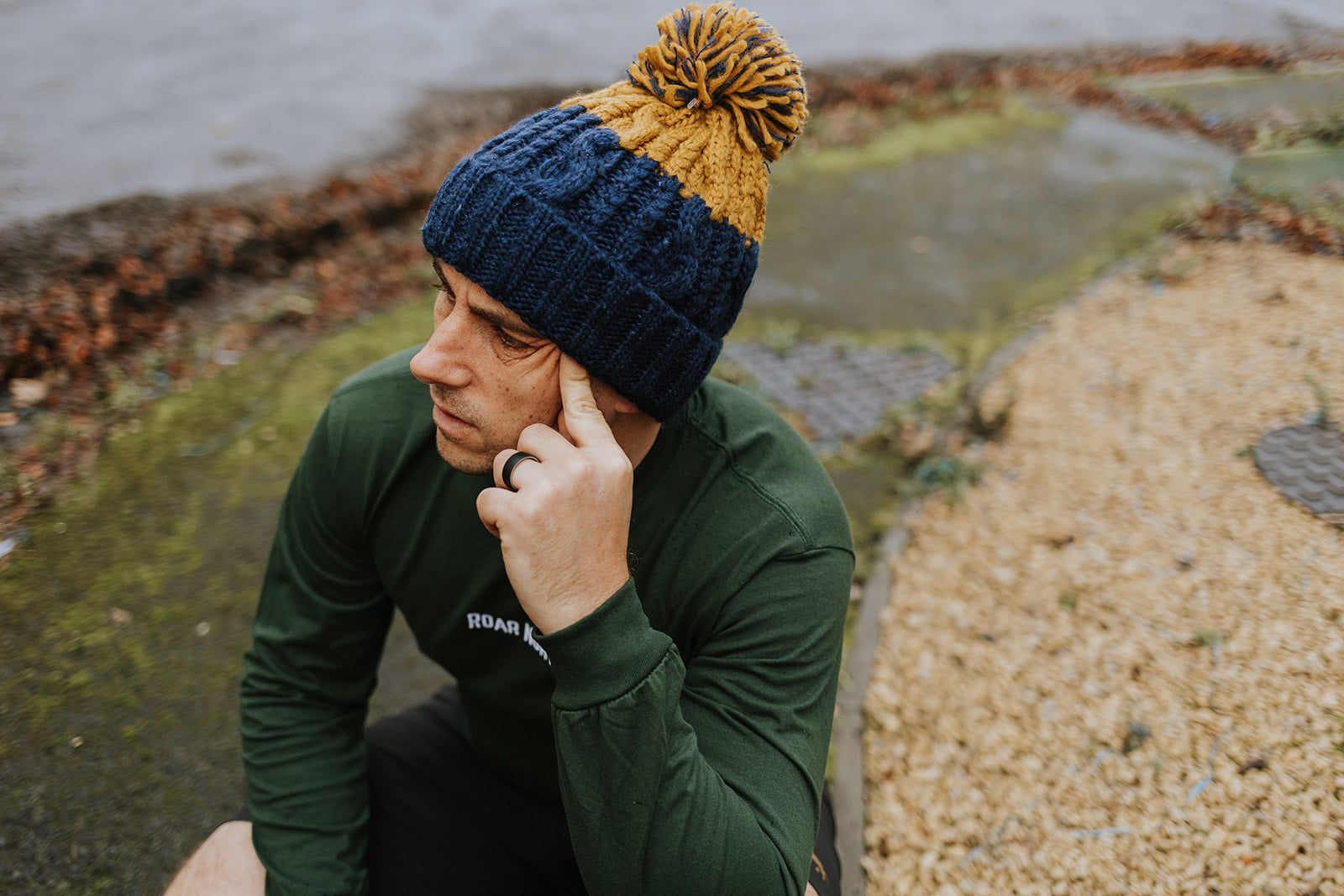 Knit bobble hat