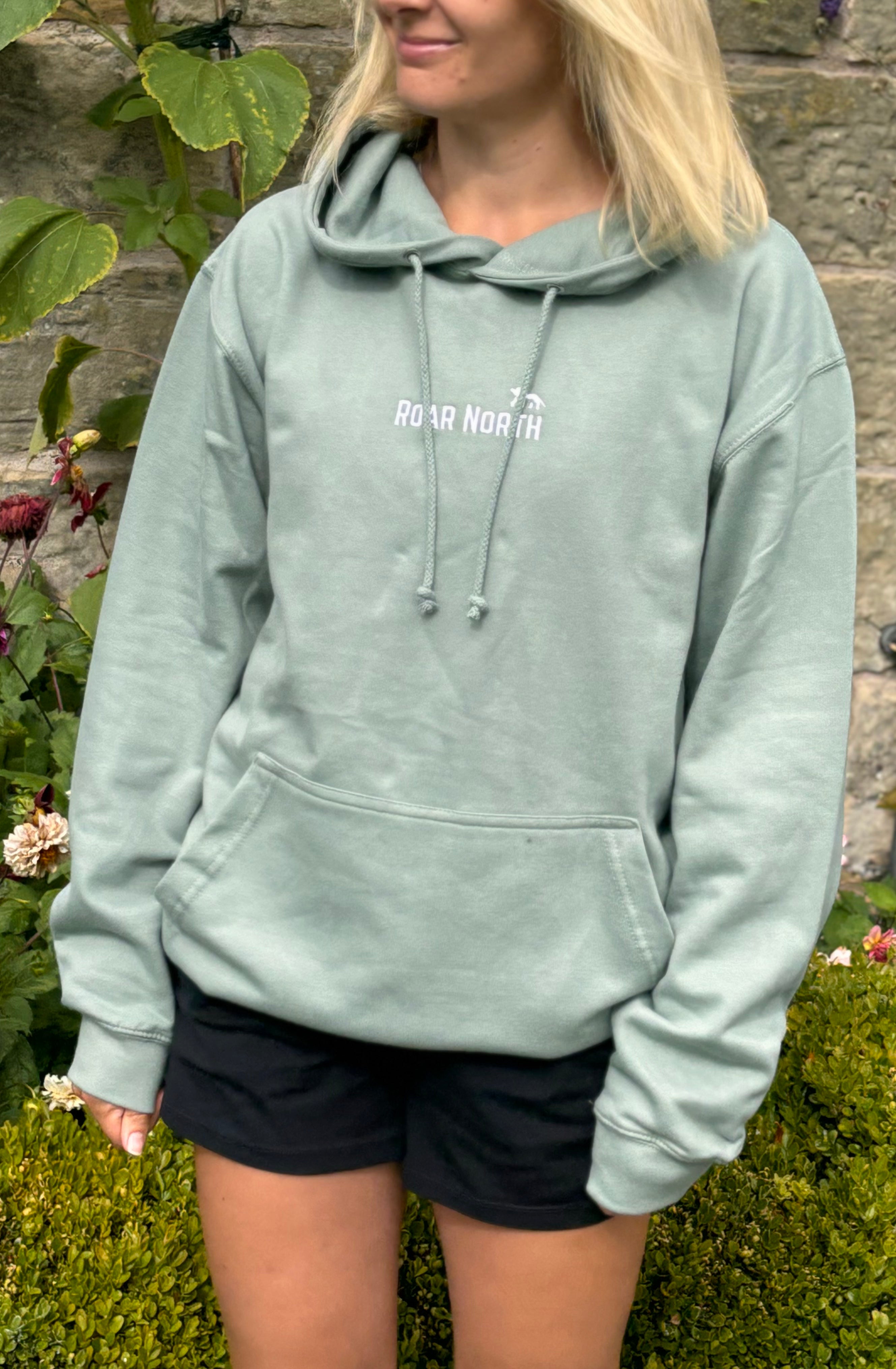 Dusty green unisex embroidered hoodie