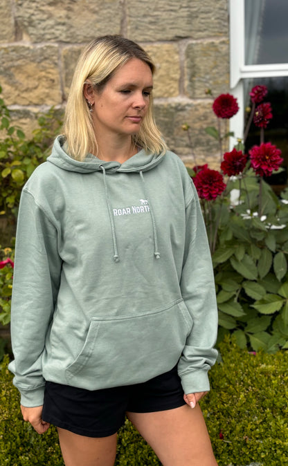 Dusty green unisex embroidered hoodie