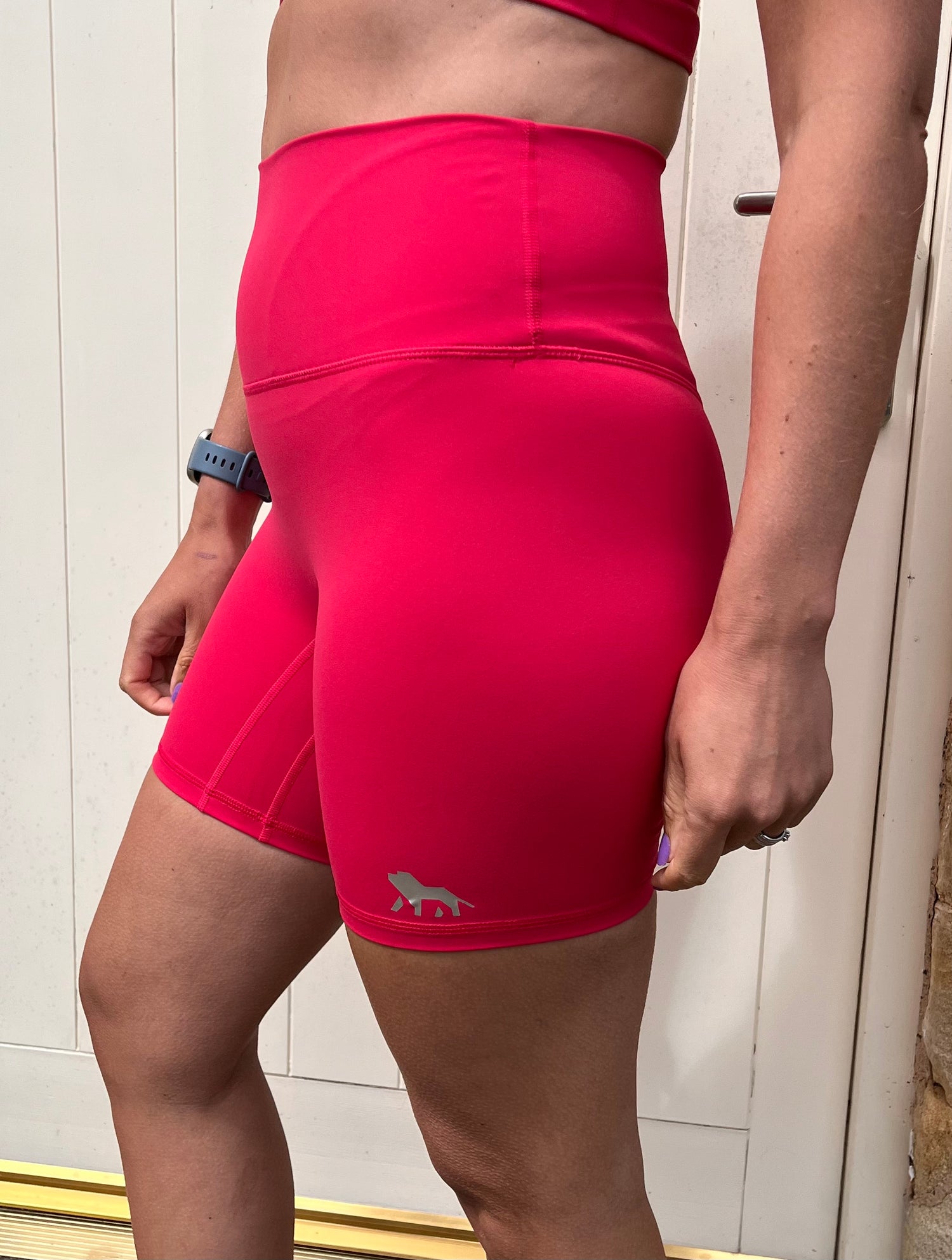 Hot pink high waisted shorts