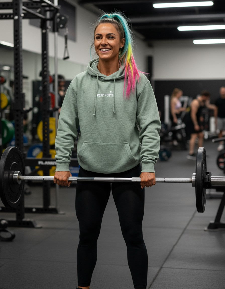 Dusty green unisex embroidered hoodie