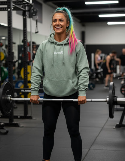 Dusty green unisex embroidered hoodie