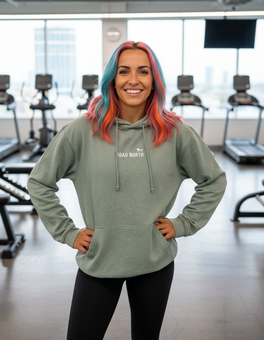 Dusty green unisex embroidered hoodie