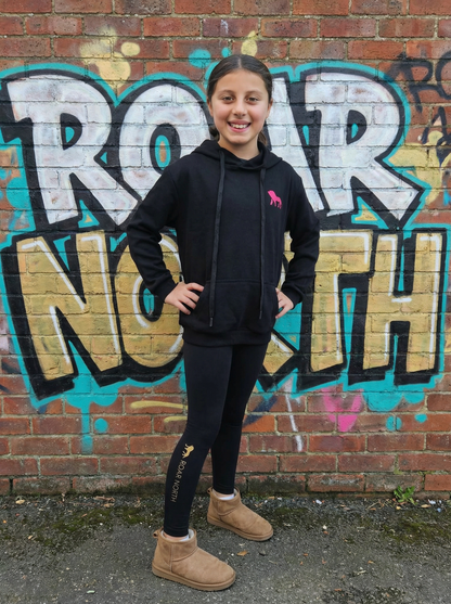 Roar North Girls Signature Hoodie – Black &amp; Pink
