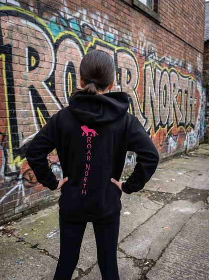 Roar North Girls Signature Hoodie – Black &amp; Pink