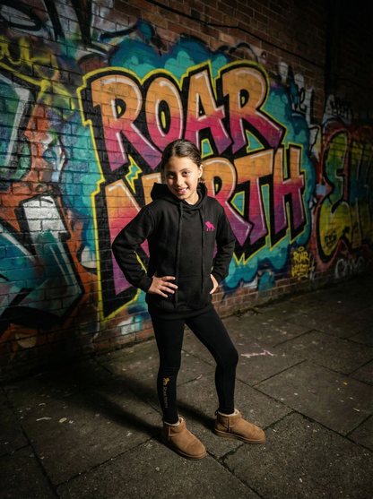 Roar North Girls Signature Hoodie – Black &amp; Pink