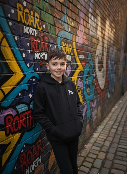 Roar North Boys Signature Hoodie – Black &amp; White
