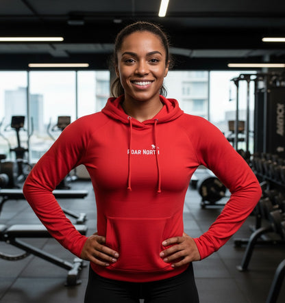 Red unisex embroidered hoodie