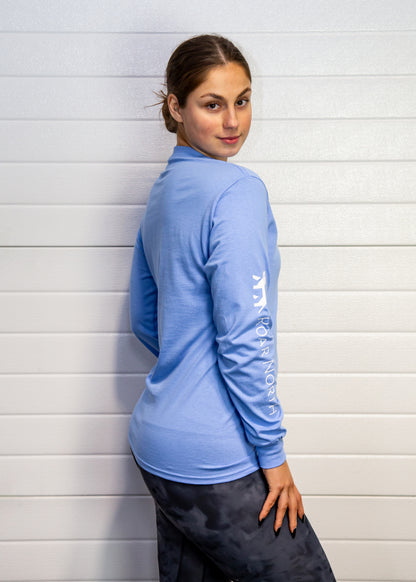 Blue unisex long sleeve heavyweight t-shirt