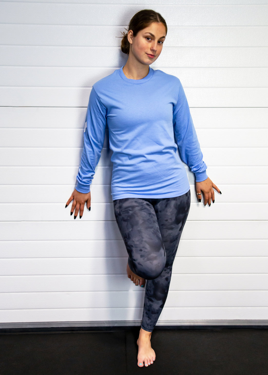 Blue unisex long sleeve heavyweight t-shirt